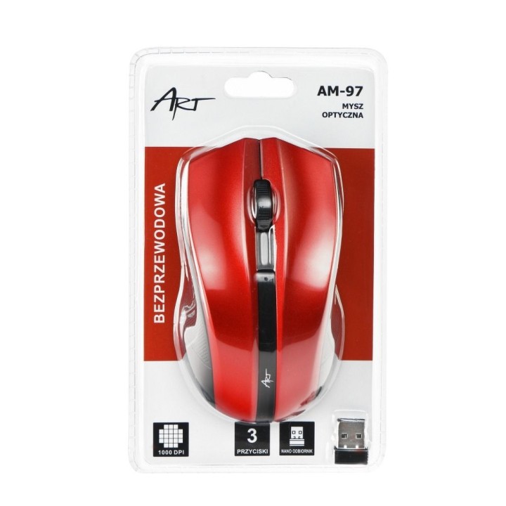 ART миша комп'ютерна бездротова 2,4G 1000 dpi AM-97 червона