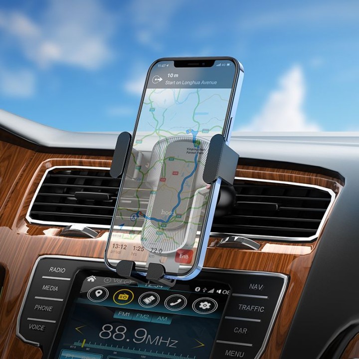 Автомобильный держатель для телефона гравитационный Hoco на решетку CA103 черный