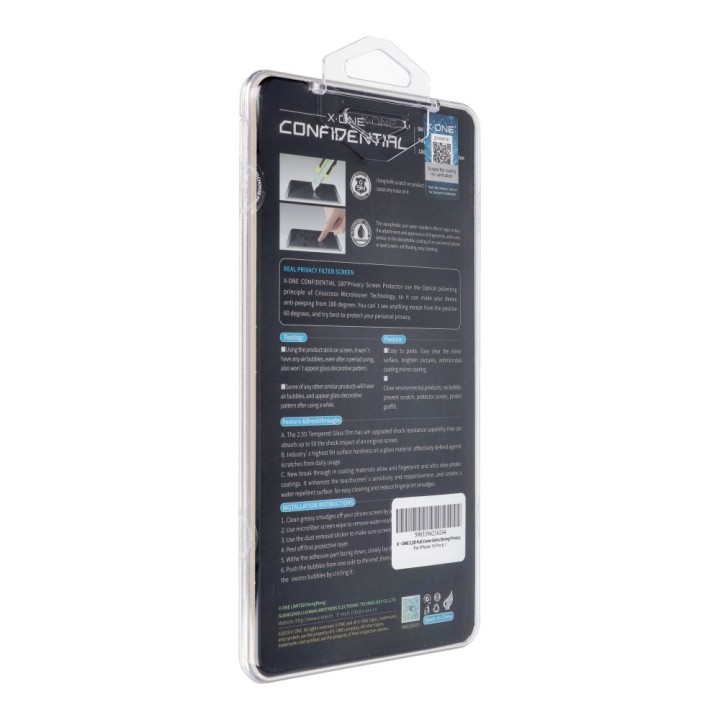 Szkło hartowane do iPhone 15 PRO X-One Full Cover Extra Strong Privacy (full glue) czarne