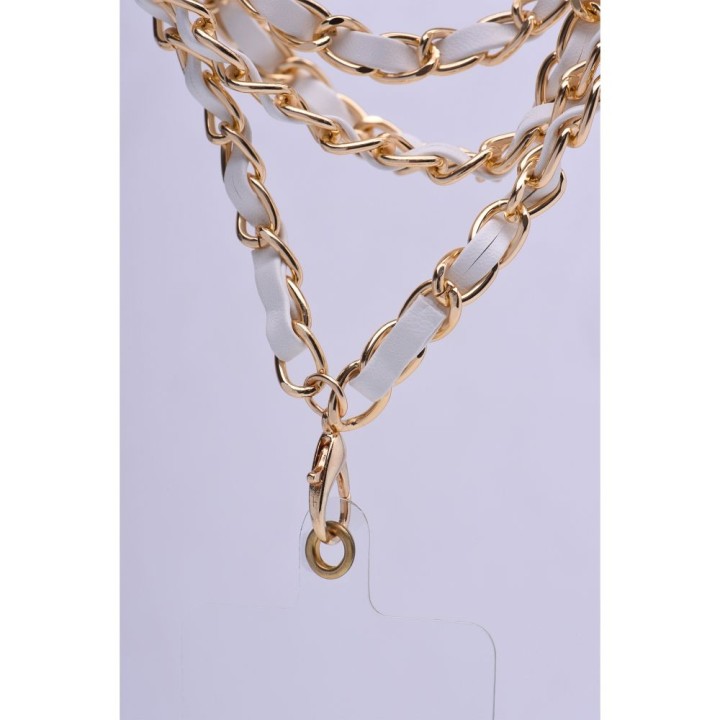 Smycz do telefonu, Zawieszka do telefonu - PASEK / długość sznura 116cm (58cm w pętli) / na szyję - biały