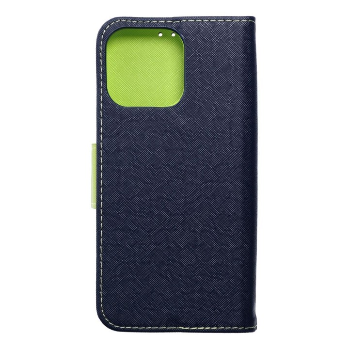 Etui z klapką na iPhone 15 PRO MAX Fancy Book granatowo-limonkowe