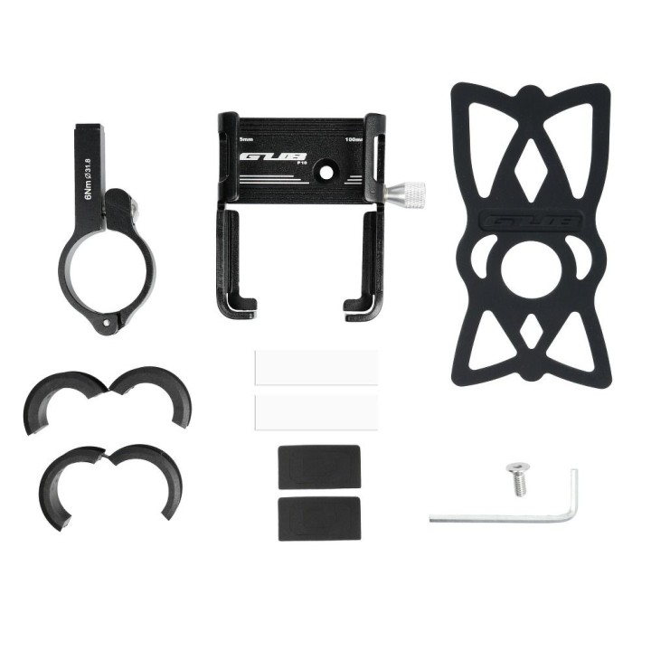 GUB bicycle handlebar holder P10 aluminium + silicone holder black