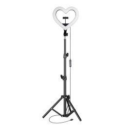 Lampa LED Ring Stream RGB pierścieniowa 10" FULL COLOR z uchwytem na telefon HEART + statyw JM26-10 czarna