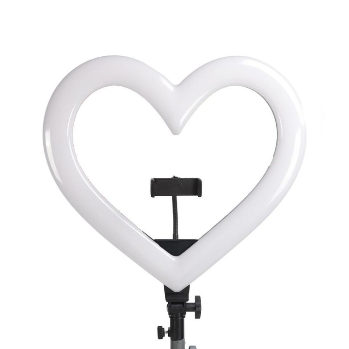Lamp LED Ring Stream RGB ring-shaped 10" FULL COLOR with holder for phone HEART + tripod JM26-10 black