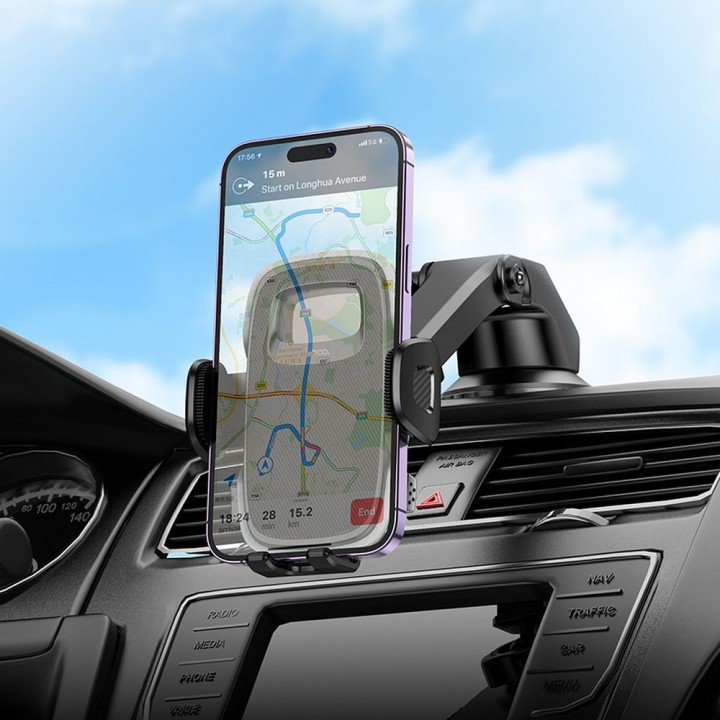 Universal car phone holder Hoco for windscreen / dashboard H15 black