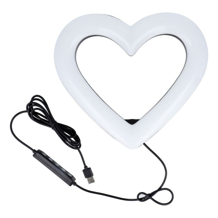 Лампа LED Ring Stream RGB кольцевая 10" FULL COLOR с держателем для телефона HEART + штатив JM26-10 черная