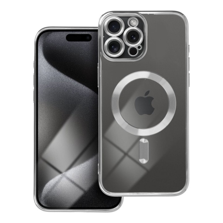 Case for iPhone 15 PRO MAX Electro Mag Cover MagSafe compatible silver