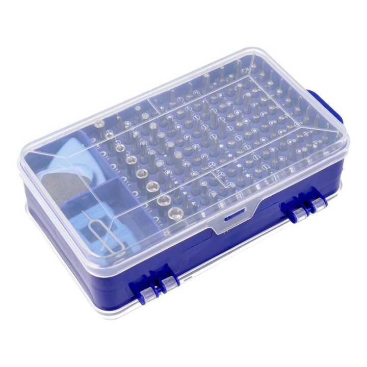 Precision screwdriver set / service screwdrivers, bits 115-in-1 metal blue