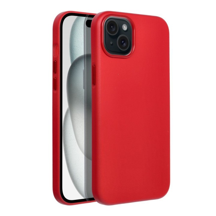 Futerał LEATHER MAG COVER kompatybilny z MagSafe do IPHONE 15 Plus czerwony