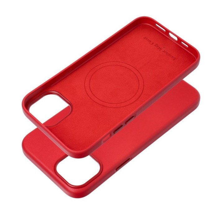 Чехол LEATHER MAG COVER совместимый с MagSafe для IPHONE 15 Plus красный
