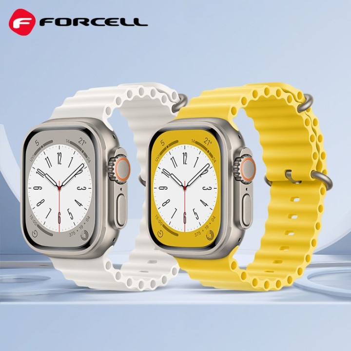 Ремешок для Apple Watch Forcell F-Design FA12 отверстия силикон 42 / 44 / 45 / 49 mm желтый
