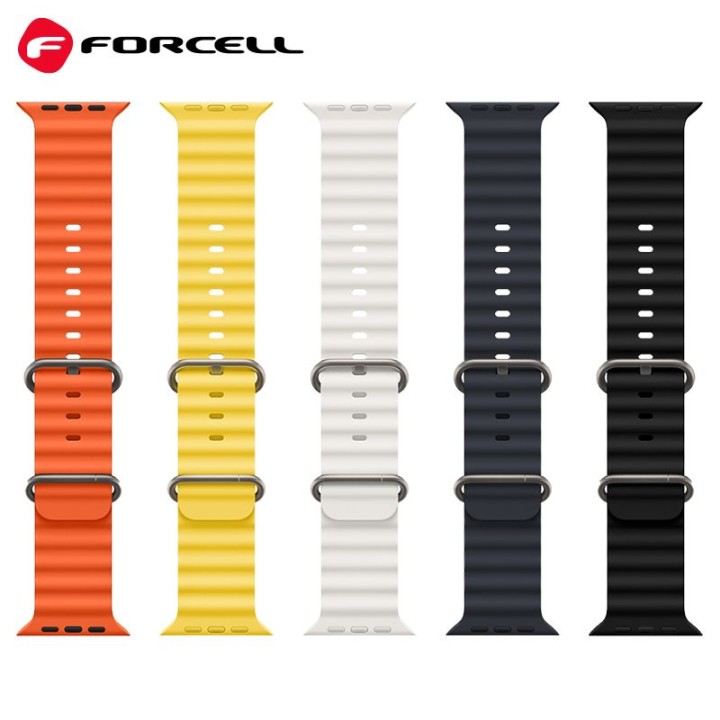 Strap for Apple Watch Forcell F-Design FA12 holes silicone 42 / 44 / 45 / 49 mm yellow
