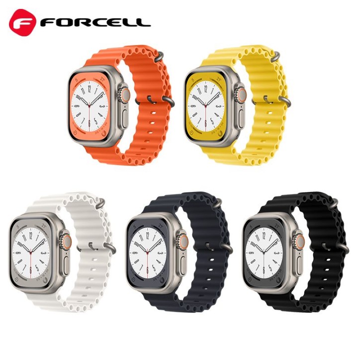 Pasek do Apple Watch Forcell F-Design FA12 dziurki silikon 42 / 44 / 45 / 49 mm zólty