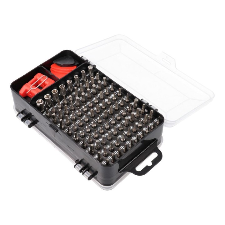 Precision screwdriver set / service screwdrivers, bits 115-in-1 metal red