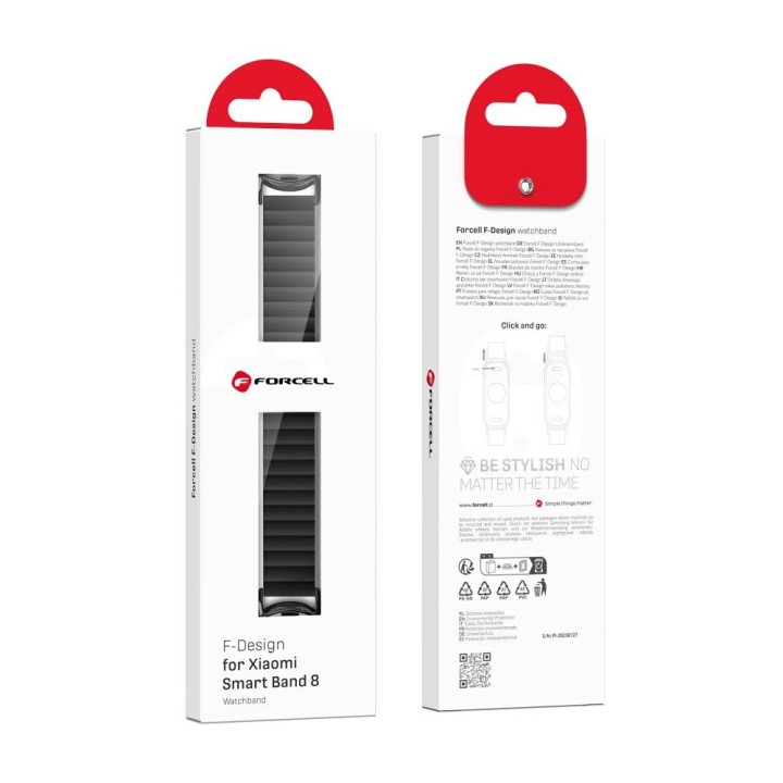 Strap for Mi Band 8 Xiaomi Forcell F-Design FX8 buckle silicone black