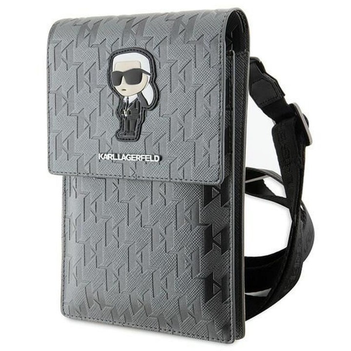 Case for phone bag Karl Lagerfeld (Saffiano Mono Ikonik) silver