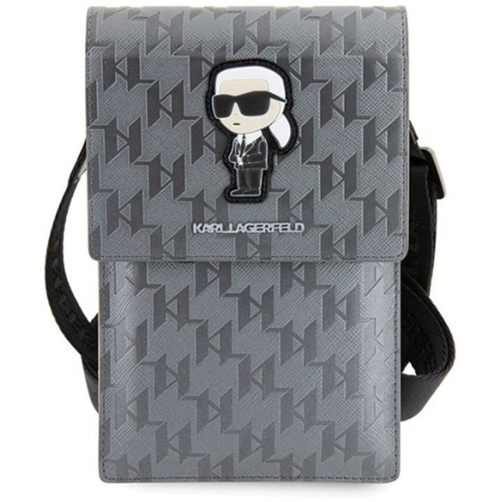 Чохол для телефон сумочка Karl Lagerfeld (Saffiano Mono Ikonik) сріблястий
