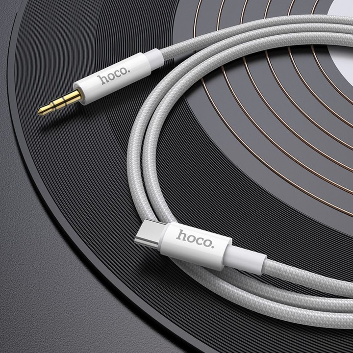 Cable AUX Jack 3,5 mm for USB C Hoco 1 m UPA19 silver