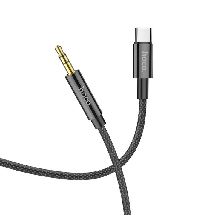 Кабель AUX Jack 3,5 mm для USB C Hoco 1 m UPA19 чорний