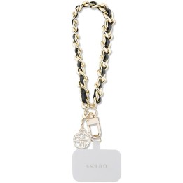 GUESS hand strap GUOUCHSAMC4K (Saffiano Chain Strap 4G Charm) czarny
