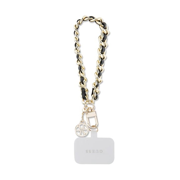 GUESS hand strap GUOUCHSAMC4K (Saffiano Chain Strap 4G Charm) czarny