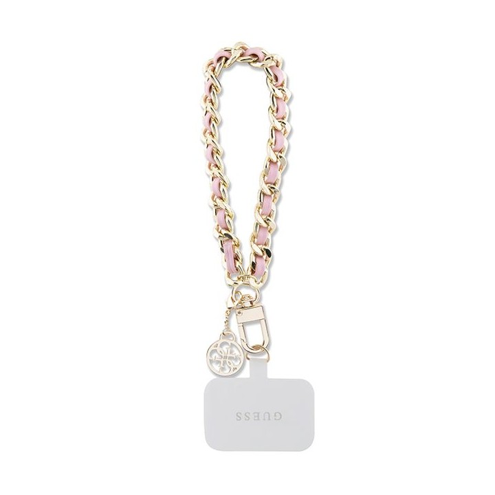 GUESS hand strap GUOUCHSAMC4P (Saffiano Chain Strap 4G Charm) рожевий