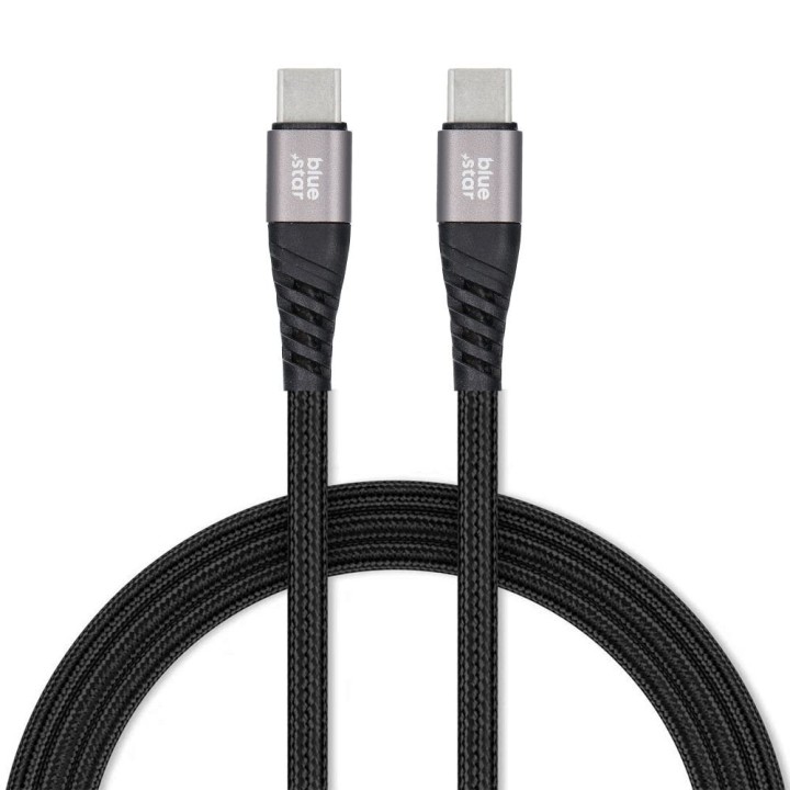 Кабель USB-C – USB-C Blue Star 3A 60W PD QC4.0 в оплетке 1,2 m TFK-DC-003 черный