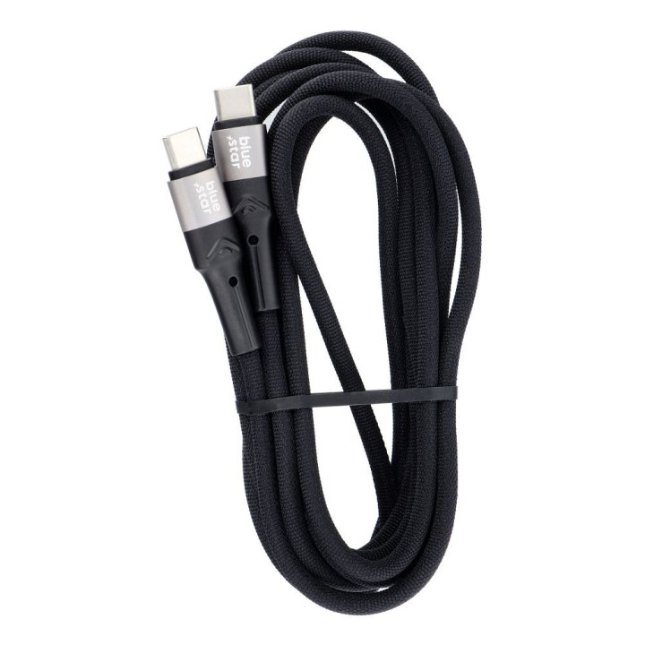 Kabel USB C do USB C Blue Star 3A 60W PD QC4.0 z oplotem 2 m TFK-DC-004 czarny