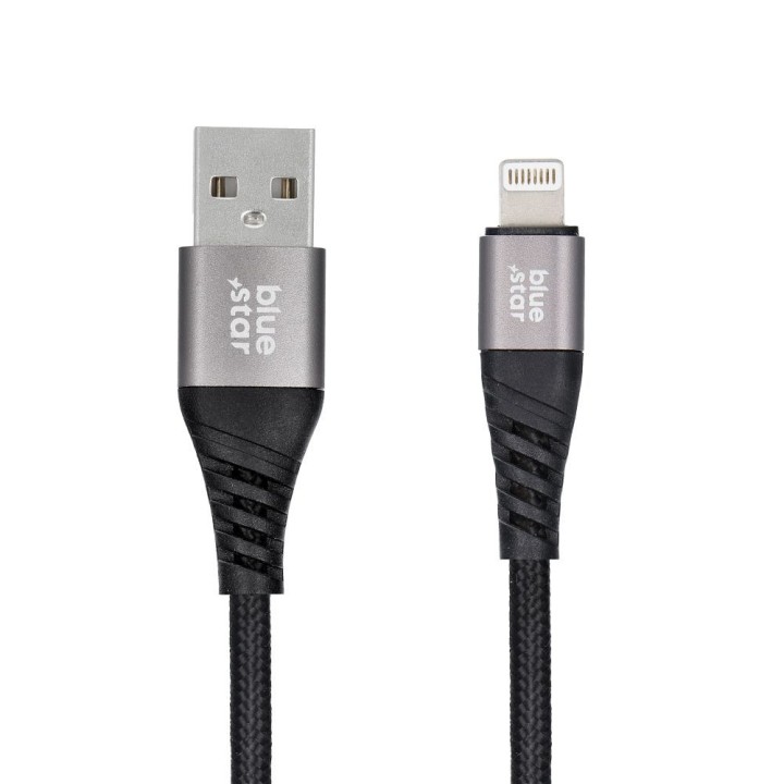 USB-A to Lightning cable Blue Star 2,4A with braid 1,2 m TFK-DC-003 black