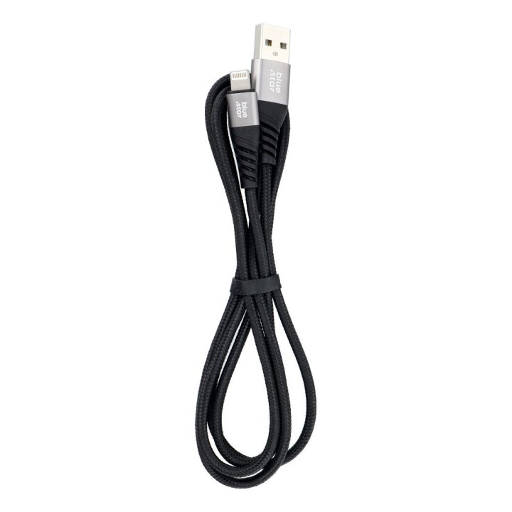 USB-A to Lightning cable Blue Star 2,4A with braid 1,2 m TFK-DC-003 black