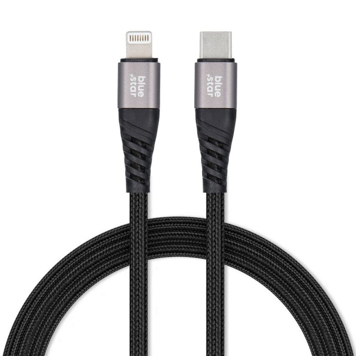 USB-C to Lightning cable Blue Star 2,4A with braid 1,2 m TFK-DC-003 black