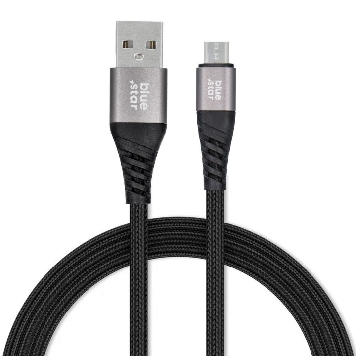 Cable USB A for Micro USB Blue Star 2A with braid 1,2 m TFK-DC-003 black