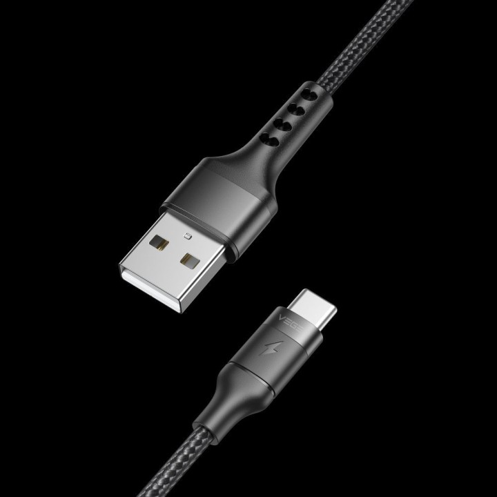 Cable USB A for type C VEGER PD 5A 25W AC03 1,2 m black