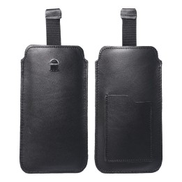 Slip-in phone case leather slide-in pouch with pull-up for iPhone 5 / Nokia S5610 / Lumia 230 Royal size M black