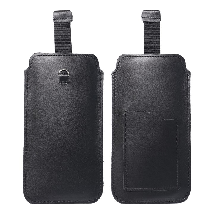 Slip-in phone case leather slide-in pouch with pull-up for iPhone 5 / Nokia S5610 / Lumia 230 Royal size M black