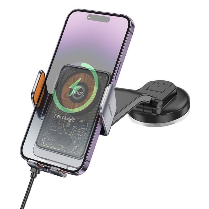 Wireless car phone holder Hoco 15 W for windscreen / dashboard HW8 black