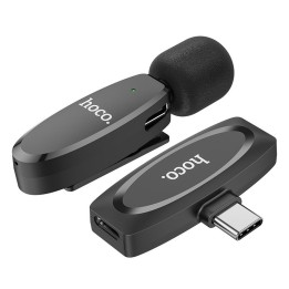Mikrofon krawatowy bezprzewodowy USB C Hoco L15 czarny
