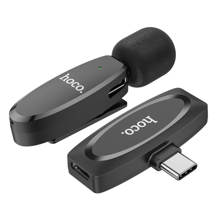 Wireless lavalier microphone USB C Hoco L15 black