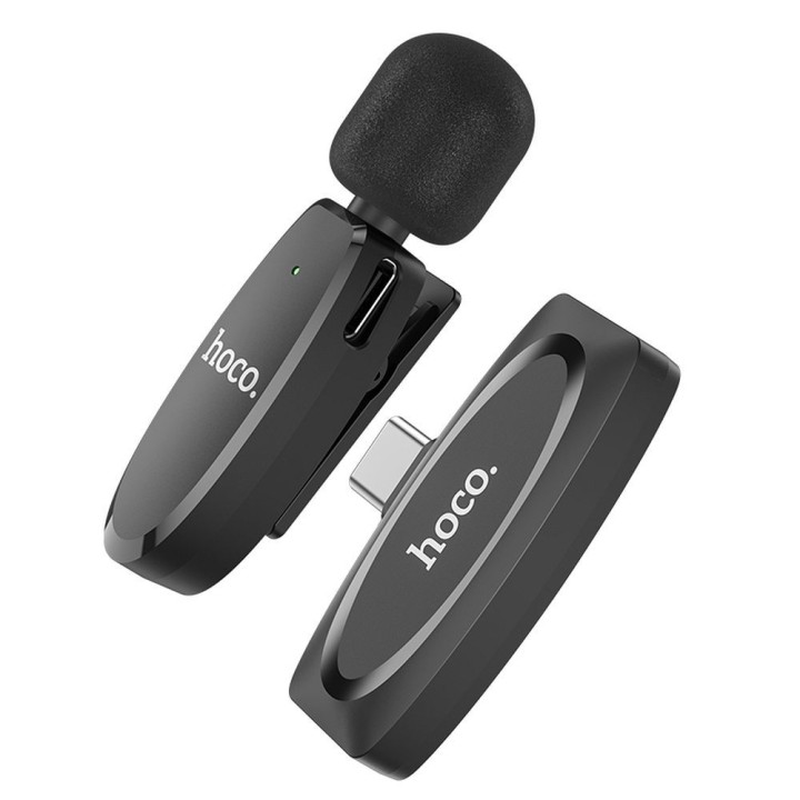 Wireless lavalier microphone USB C Hoco L15 black