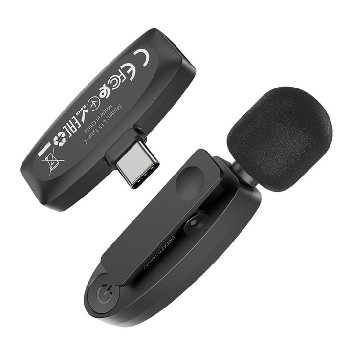 Wireless lavalier microphone USB C Hoco L15 black