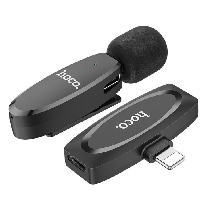 Wireless lavalier microphone Lightning Hoco L15 black