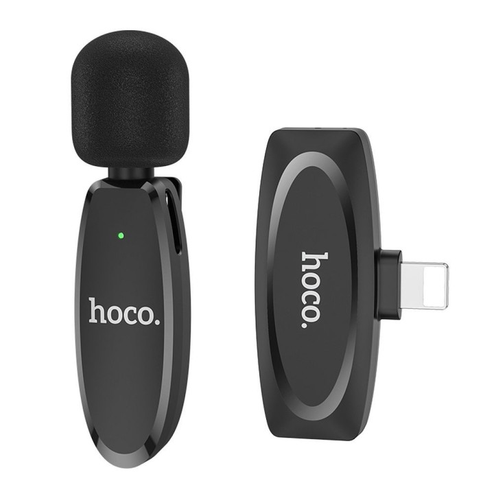 Wireless lavalier microphone Lightning Hoco L15 black