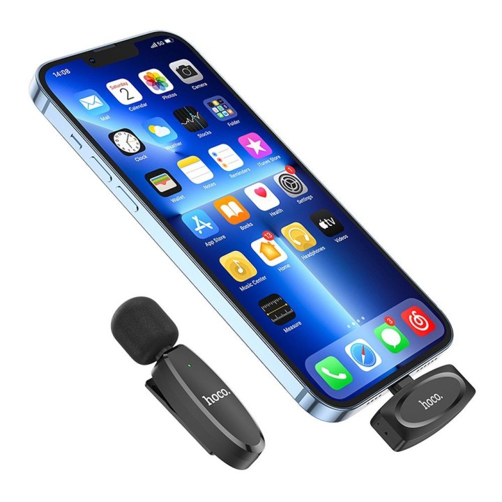 Wireless lavalier microphone Lightning Hoco L15 black