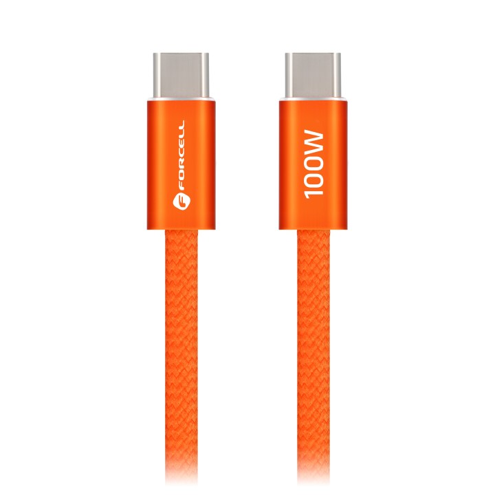 Cable USB C to USB C Forcell F-Energy QC4.0 PD 5A 100W Cafule Color 1,2 m ACYH23 orange