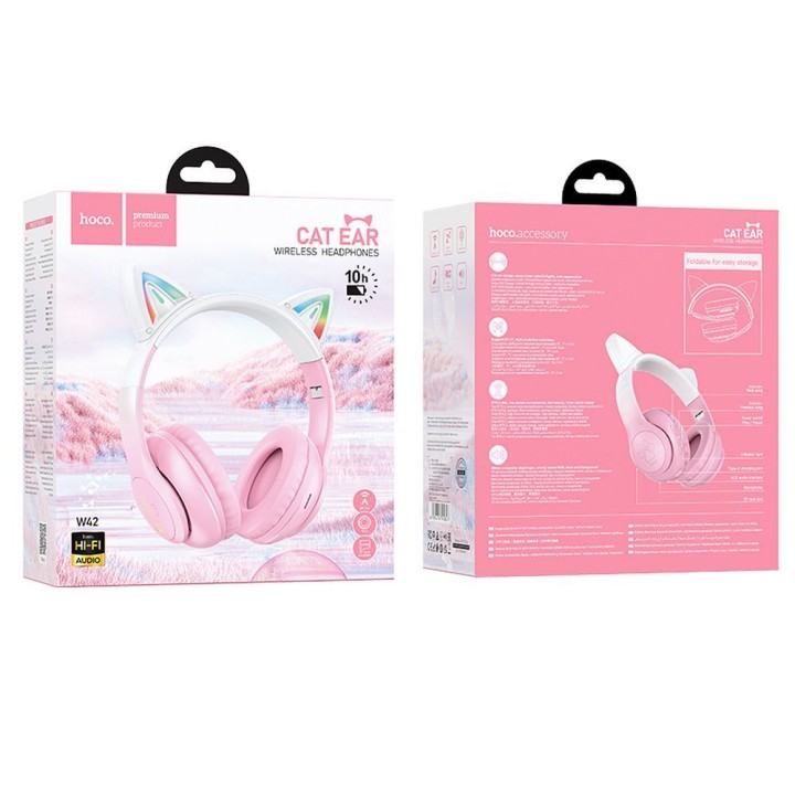Wireless on-ear headphones Hoco W42 cat ears cherry blossom