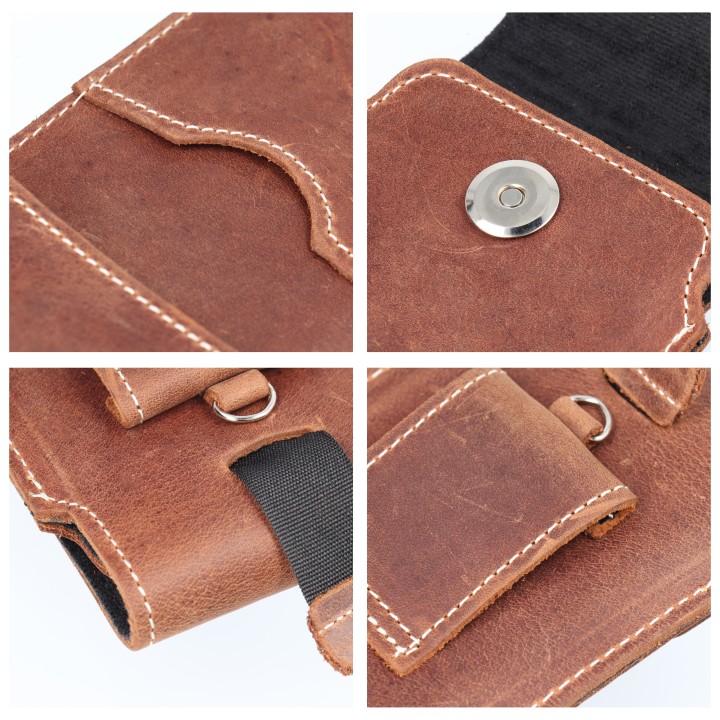 Чехол-карман для телефона кожаный чехол-карман с клапаном для iPhone 11 / 12 / 13 / Samsung S7 EDGE Royal Crazy Horse размер XL 