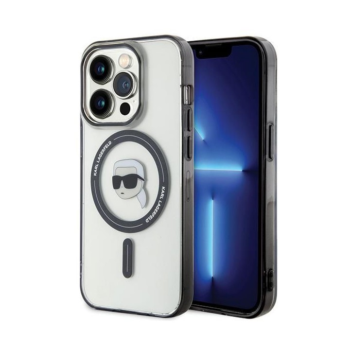 KARL LAGERFELD чохол для IPHONE 15 Pro KLHMP15LHKHNOTK (Karl Head + MAG) прозорий
