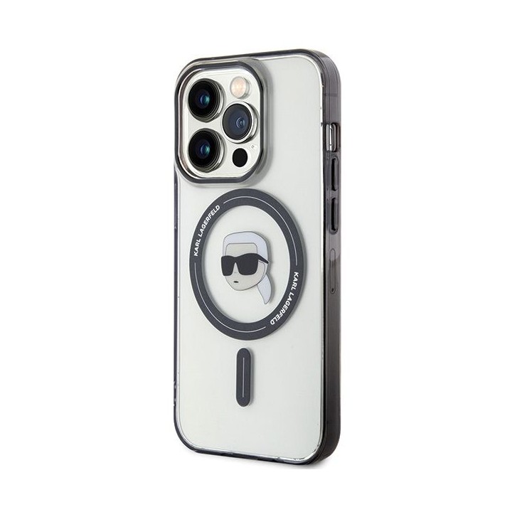 KARL LAGERFELD чохол для IPHONE 15 Pro KLHMP15LHKHNOTK (Karl Head + MAG) прозорий
