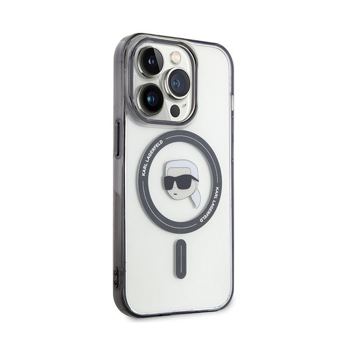KARL LAGERFELD чохол для IPHONE 15 Pro KLHMP15LHKHNOTK (Karl Head + MAG) прозорий