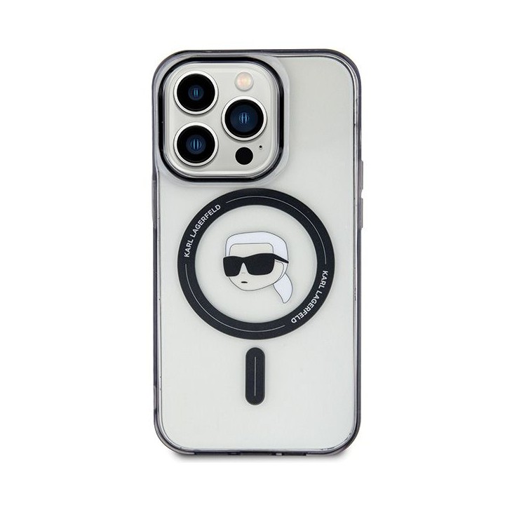 KARL LAGERFELD case for IPHONE 15 Pro KLHMP15LHKHNOTK (Karl Head + MAG) transparent